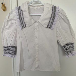 Shein white puffy sleeves blouse Size Small